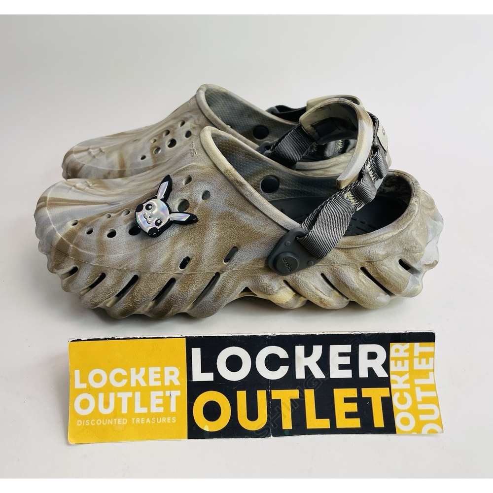 Crocs Echo Marbled Clogs Brown Cream Slingback Waterproof Shoes Womens US 7